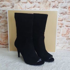 New Michael Kors Elaine Open Toe Leather Boot